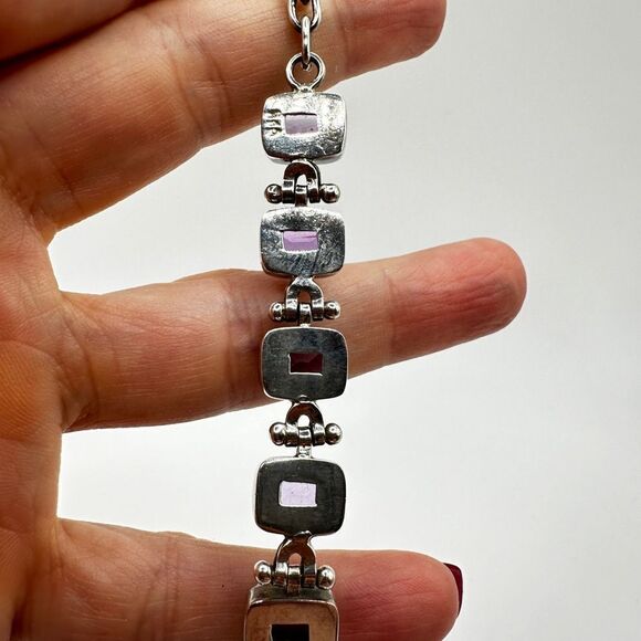 Genuine amethyst, stamped .925 heavy tennis bracelet! - Picture 3 of 9